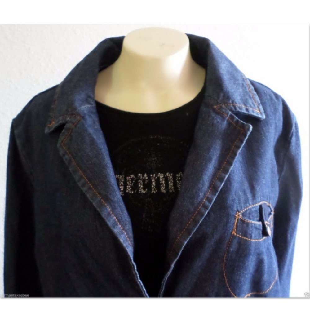 Havana Jack's Cafe denim jeans jacket blazer 100% Cotton pockets plus 1X - Picture 3 of 8